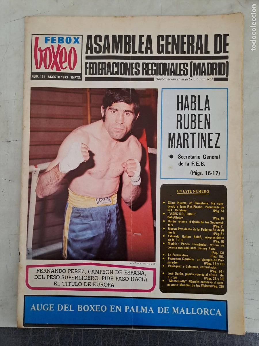 Coleccionismo deportivo: Febox boxeo 191, Fernando P&eacute;rez campe&oacute;n de Espa&ntilde;a, en buen estado