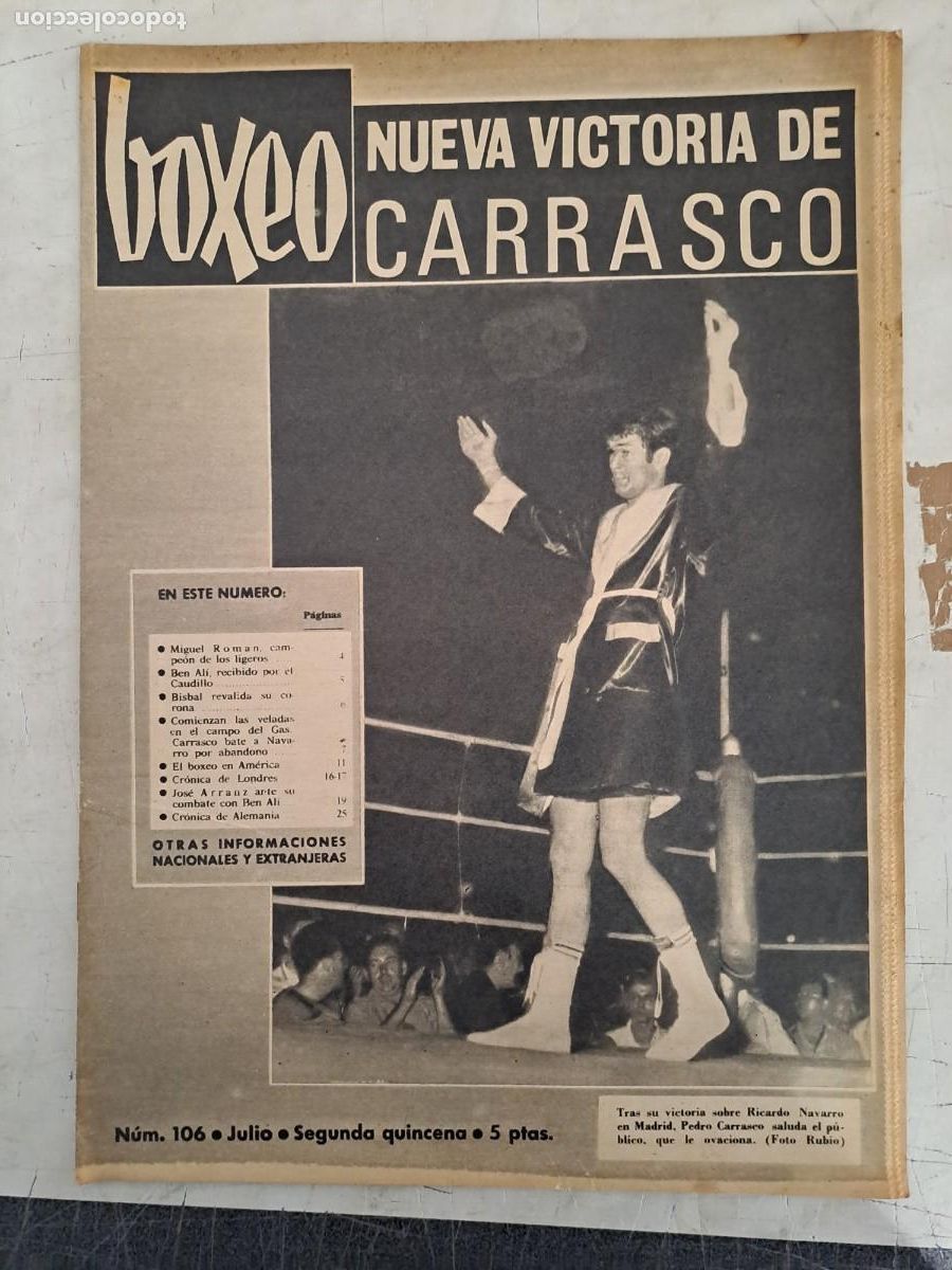 Coleccionismo deportivo: Boxeo 106, nueva victoria de Carrasco, en buen estado