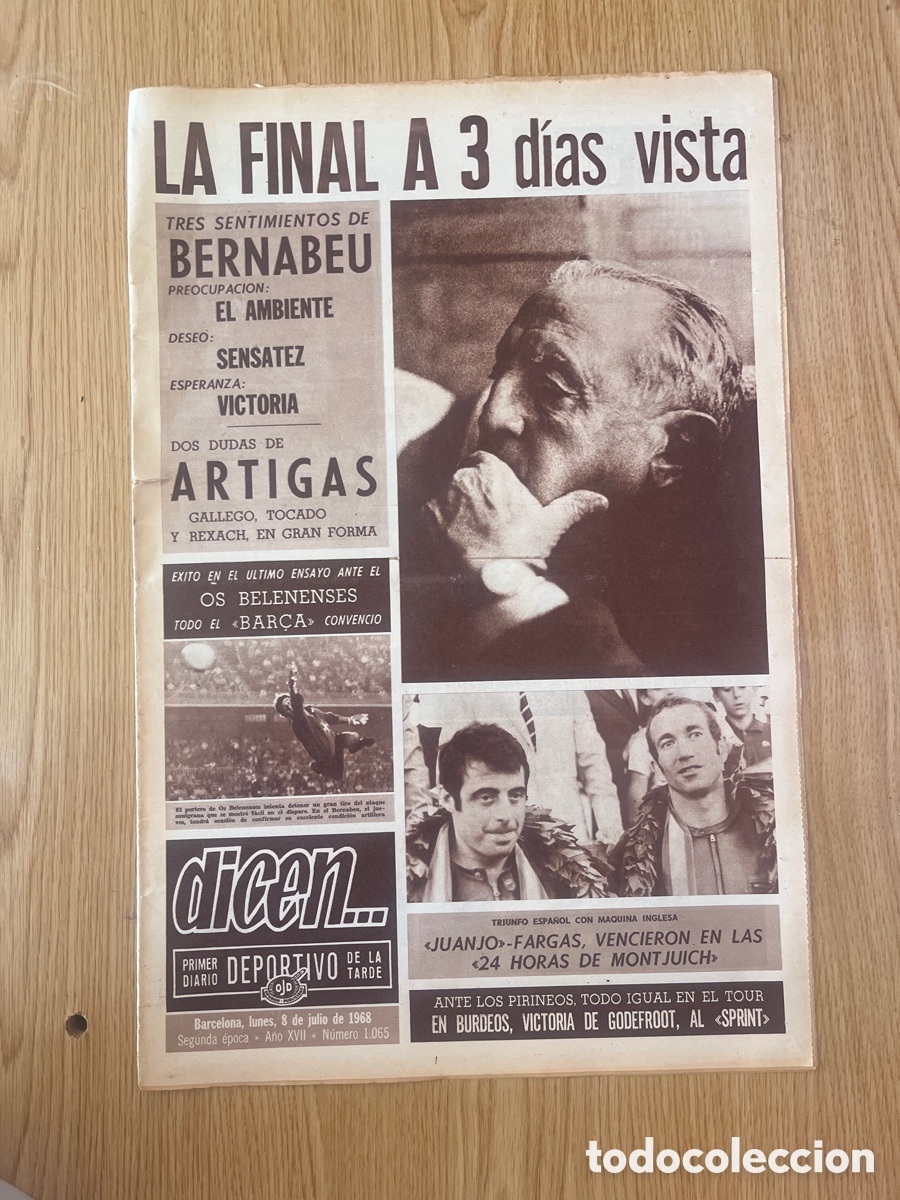 Sammelleidenschaft Sport: REVISTA DICEN&hellip;,DIARIO DEPORTIVO DE LA TARDE, N&Uacute;MERO 1065, (BARCELONESA PUBLICACIONES S.A)