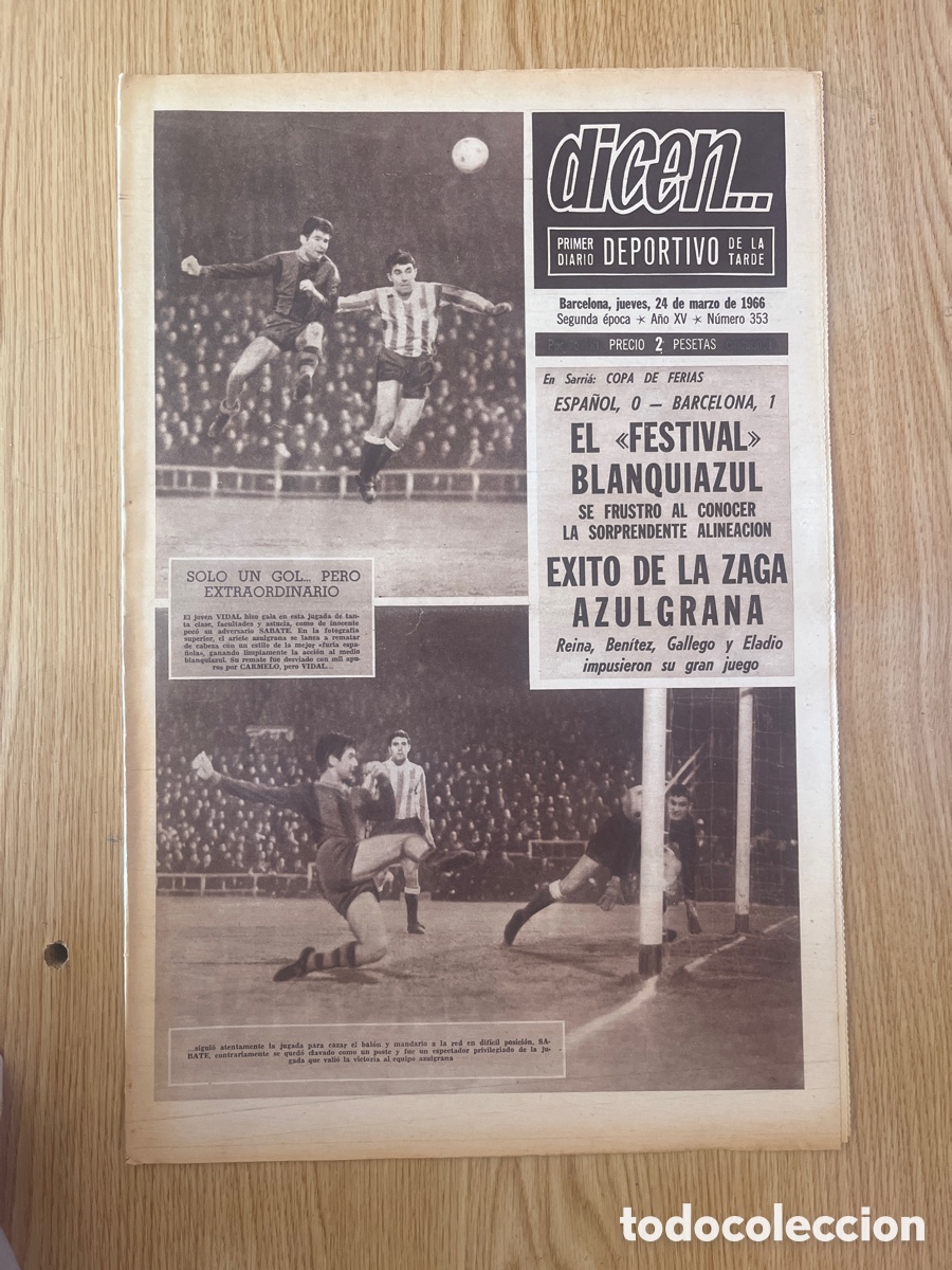 Sammelleidenschaft Sport: REVISTA DICEN&hellip;,DIARIO DEPORTIVO DE LA TARDE, N&Uacute;MERO 353, (BARCELONESA PUBLICACIONES S.A)