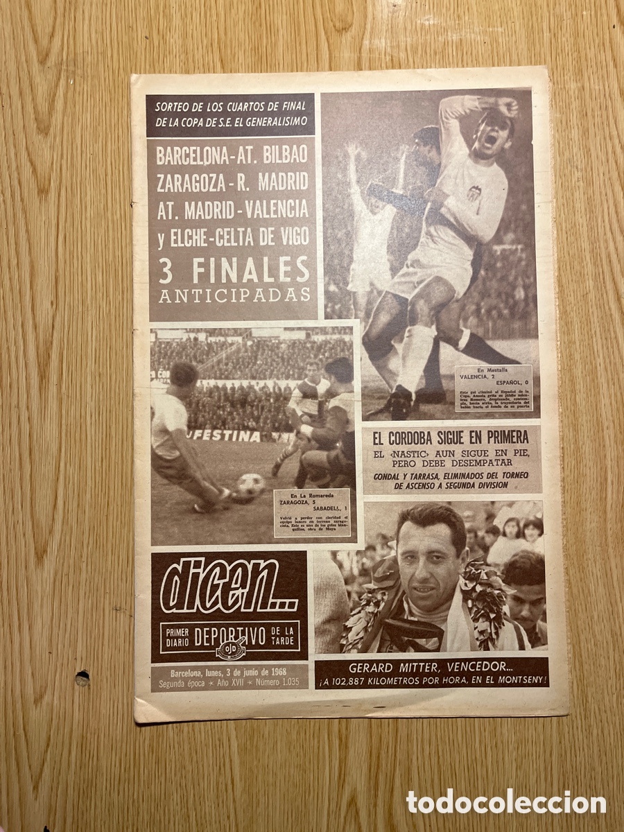Sammelleidenschaft Sport: REVISTA DICEN&hellip;,DIARIO DEPORTIVO DE LA TARDE, N&Uacute;MERO 1035, (BARCELONESA PUBLICACIONES S.A)