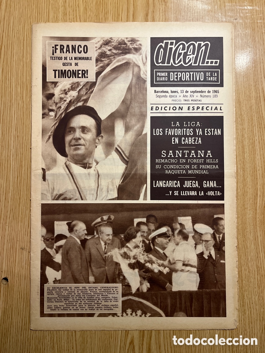 Sports collectibles: REVISTA DICEN&hellip;,DIARIO DEPORTIVO DE LA TARDE, N&Uacute;MERO 189, (BARCELONESA PUBLICACIONES S.A)