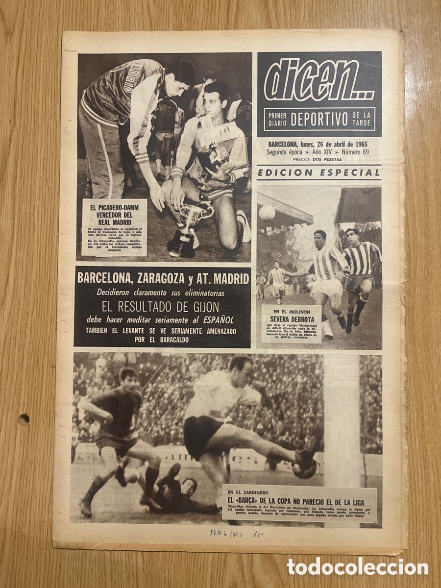 Coleccionismo deportivo: REVISTA DICEN&hellip;,DIARIO DEPORTIVO DE LA TARDE, N&Uacute;MERO 69, (BARCELONESA PUBLICACIONES S.A)