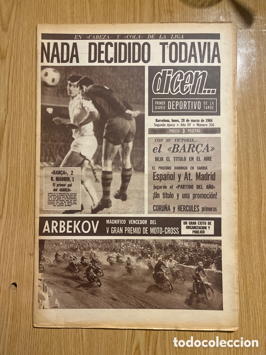 Collezionismo sportivo: REVISTA DICEN&hellip;,DIARIO DEPORTIVO DE LA TARDE, N&Uacute;MERO 356, (BARCELONESA PUBLICACIONES S.A)