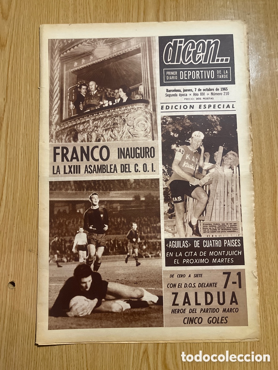 Collezionismo sportivo: REVISTA DICEN&hellip;,DIARIO DEPORTIVO DE LA TARDE, N&Uacute;MERO 210, (BARCELONESA PUBLICACIONES S.A)