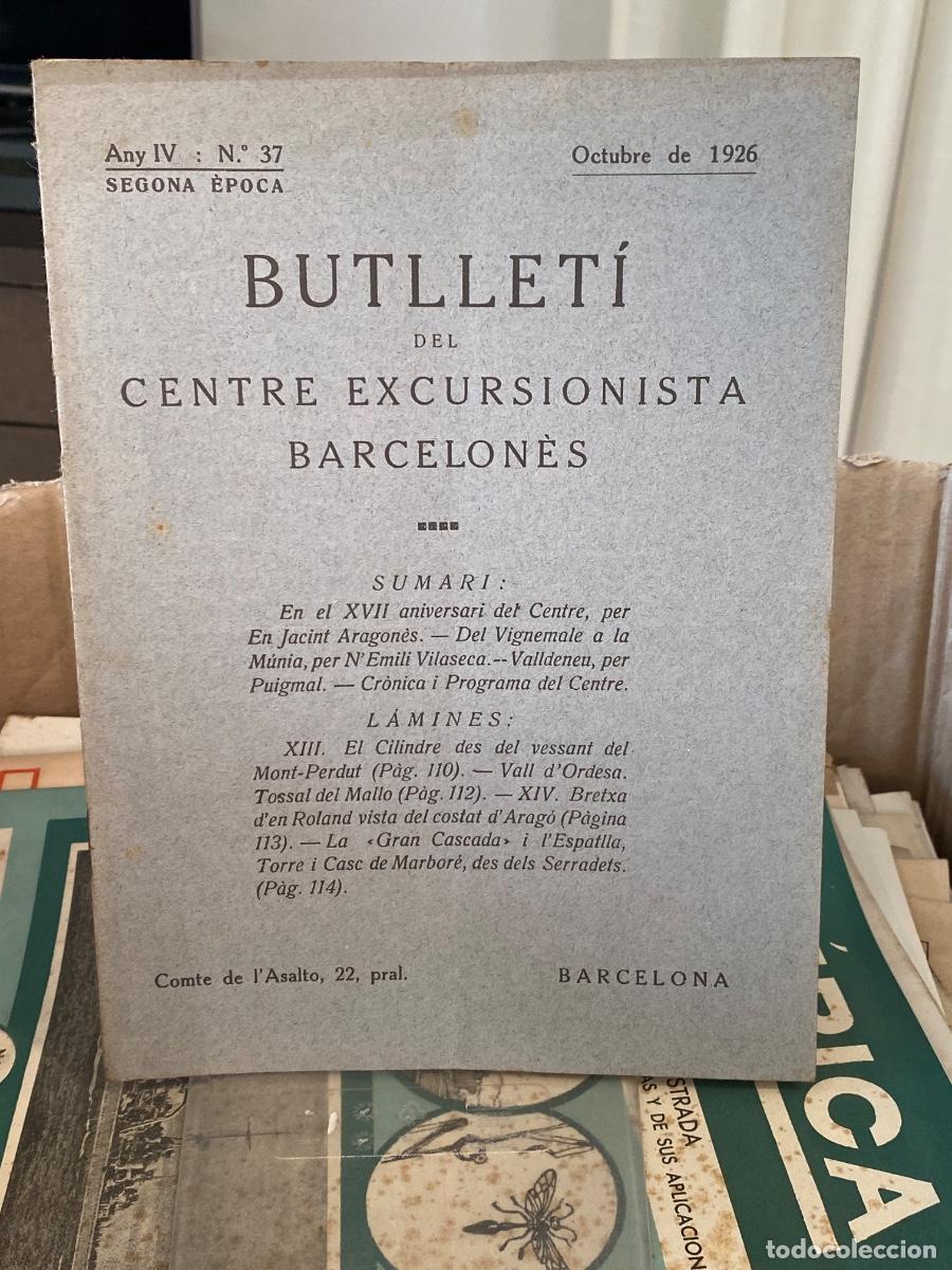 Collectionnisme sportif: BUTLLETI CENTRE EXCURSIONISTA BARCELONES. N&ordm; 37 OCTUBRE 1926.