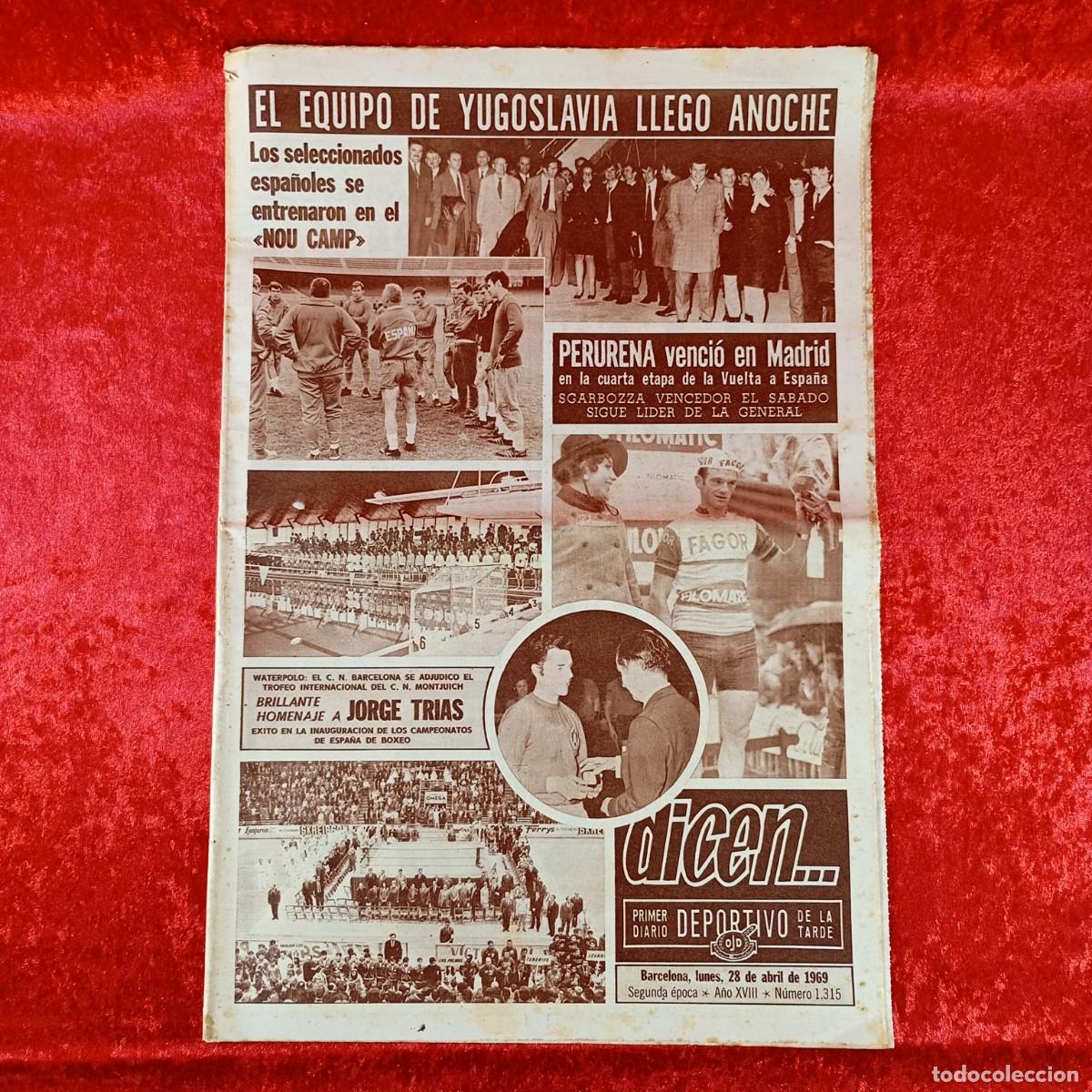 Sports collectibles: REVISTA DICEN - PERIODICO DEPORTIVO - N&Uacute;MERO 1.315 - 28 DE ABRIL DE 1969 - FUTBOL / 7