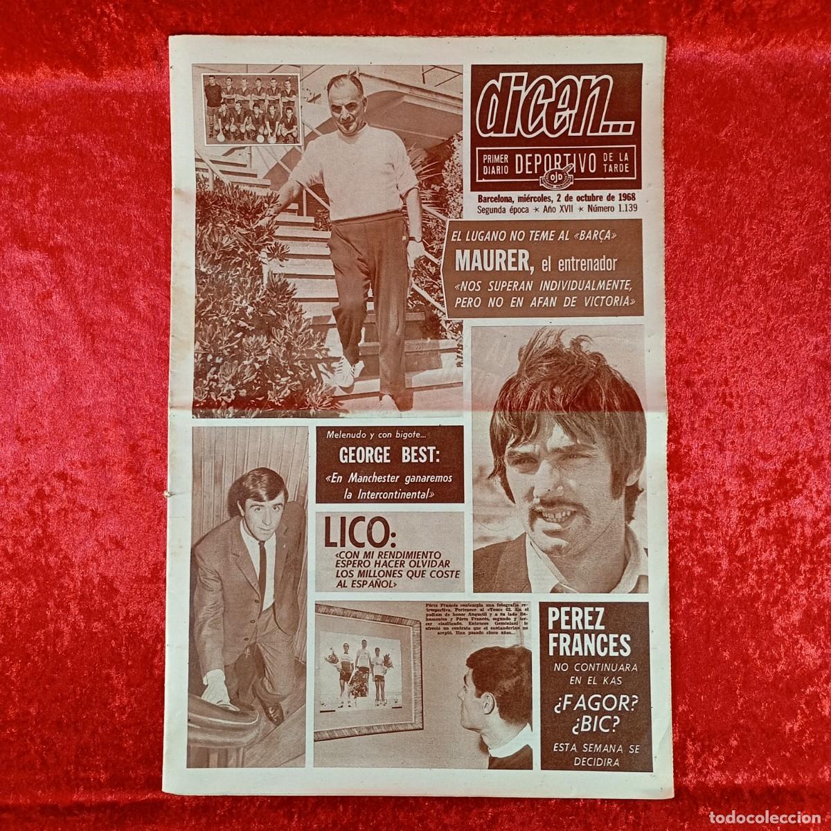 Sammelleidenschaft Sport: REVISTA DICEN - PERIODICO DEPORTIVO - N&Uacute;MERO 1.139 - 2 DE OCTUBRE DE 1968 - FUTBOL / 16