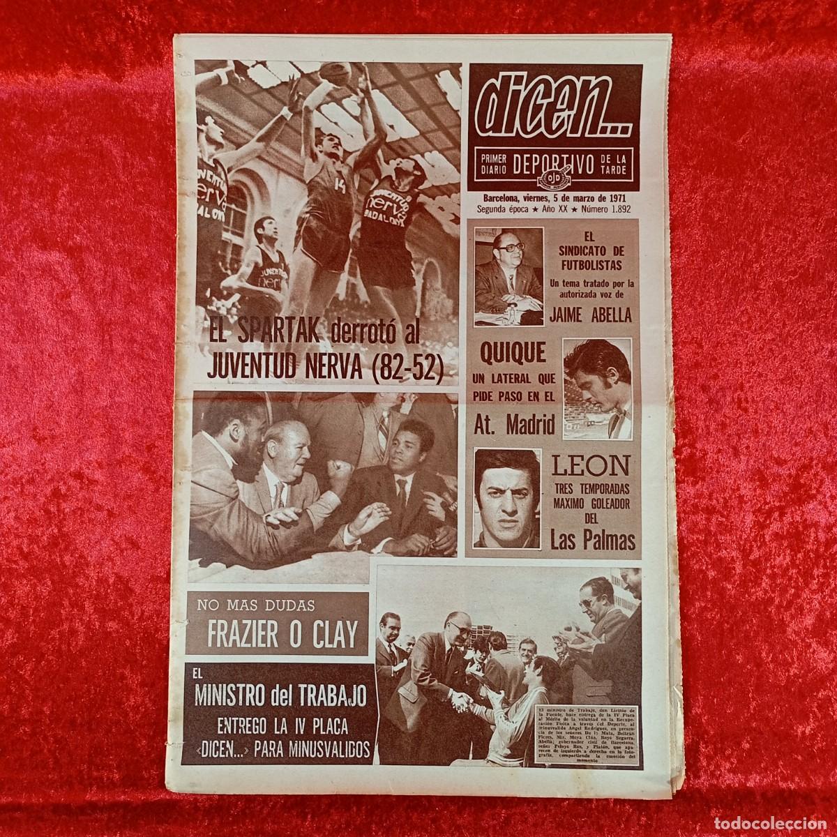 Sports collectibles: REVISTA DICEN - PERIODICO DEPORTIVO - N&Uacute;MERO 1.892 - 5 DE MARZO DE 1971 - FUTBOL / 17