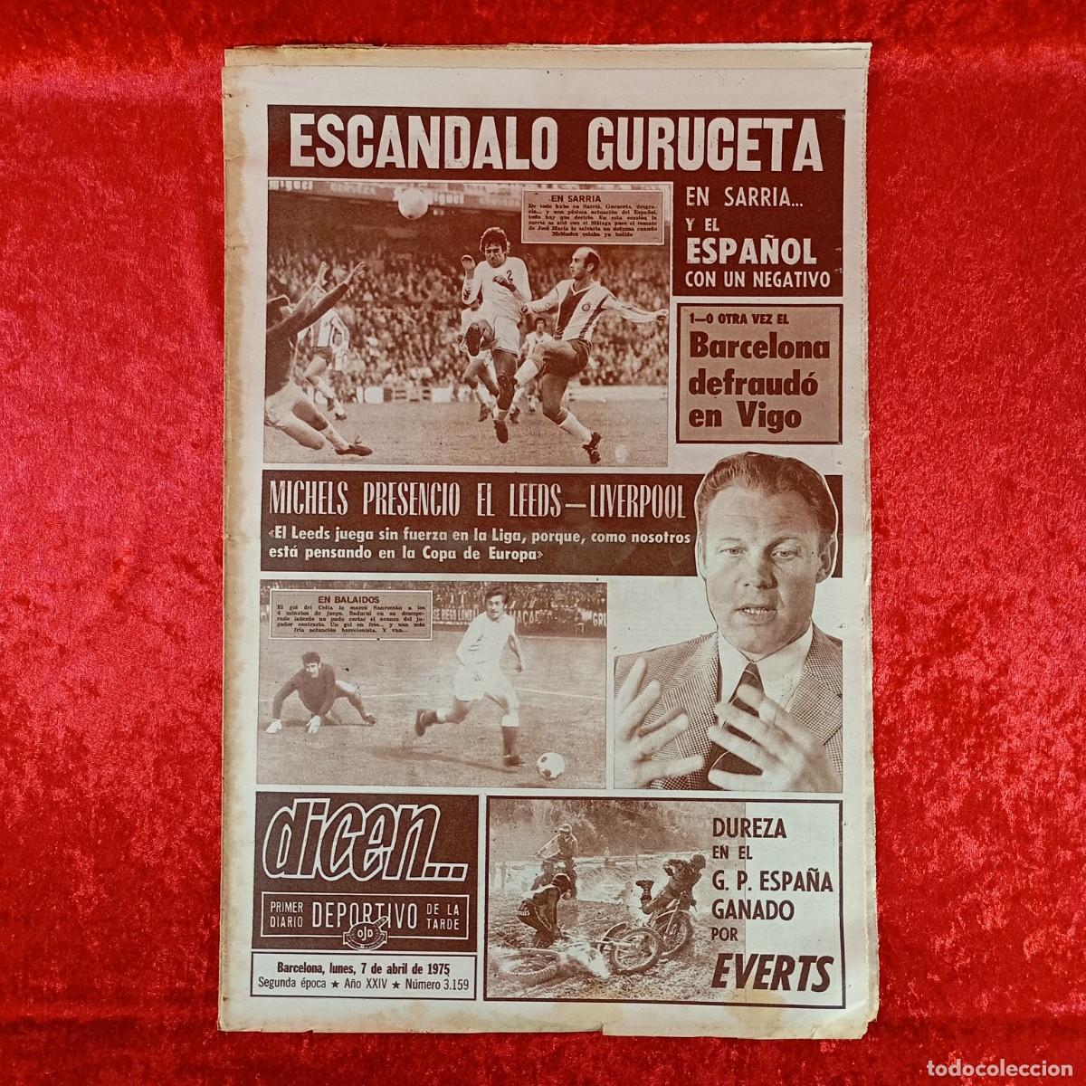 Sports collectibles: REVISTA DICEN - PERIODICO DEPORTIVO - N&Uacute;MERO 3.159 - 7 DE ABRIL DE 1975 - FUTBOL / 51
