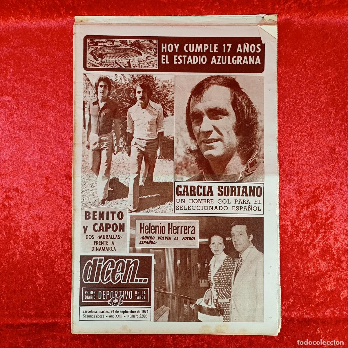 Sports collectibles: REVISTA DICEN - PERIODICO DEPORTIVO - N&Uacute;MERO 2.995 - 24 DE SEPTIEMBRE DE 1974 - FUTBOL / 62