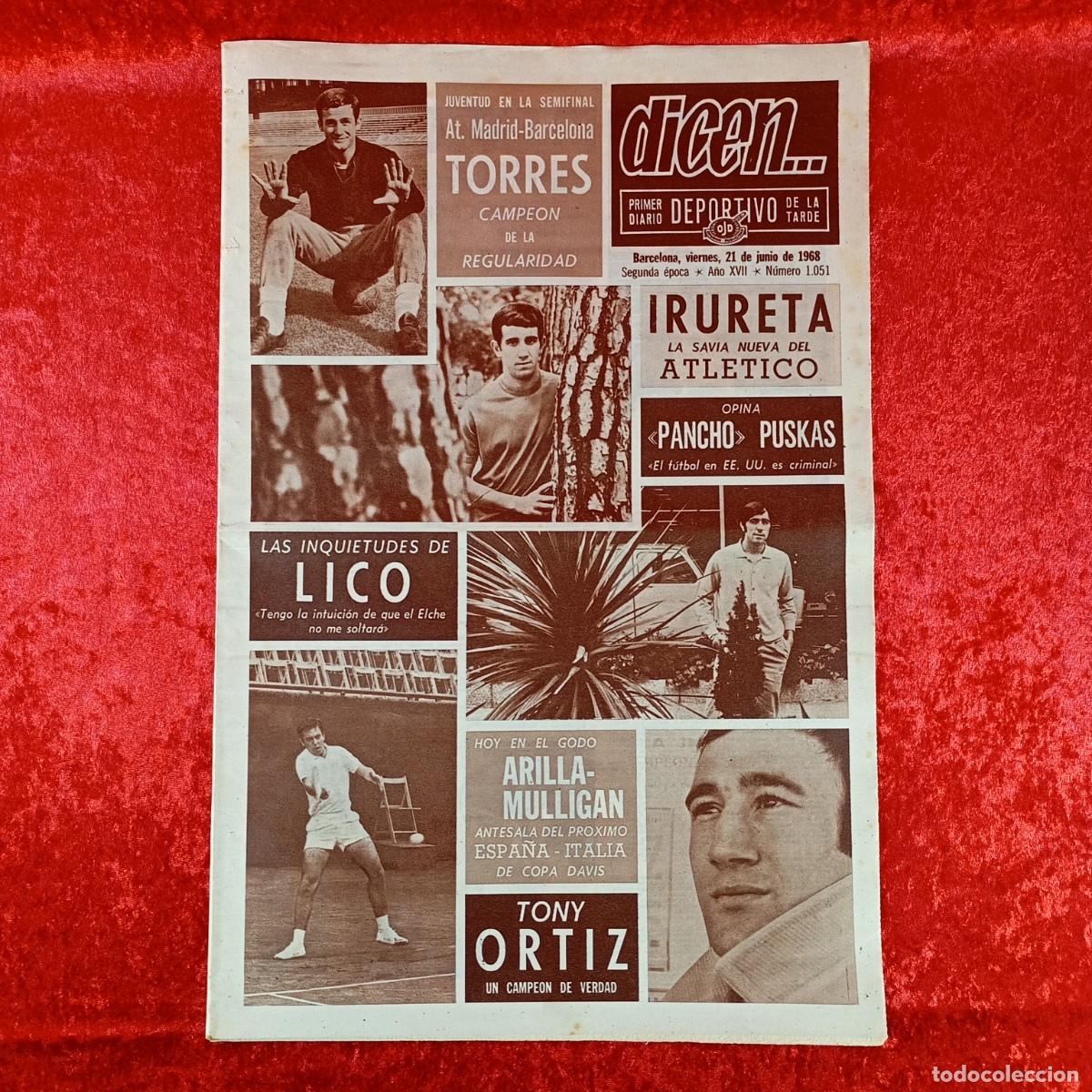 Sammelleidenschaft Sport: REVISTA DICEN - PERIODICO DEPORTIVO - N&Uacute;MERO 1.051 - 21 DE JUNIO DE 1968 - FUTBOL / 73