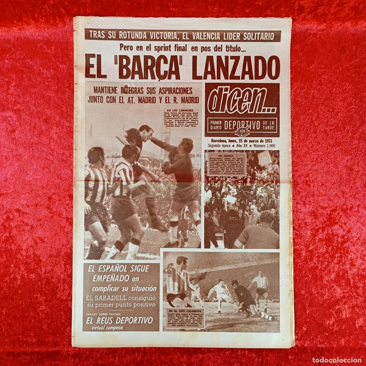 Sports collectibles: REVISTA DICEN - PERIODICO DEPORTIVO - N&Uacute;MERO 1.900 - 15 DE MARZO DE 1971 - FUTBOL / 78