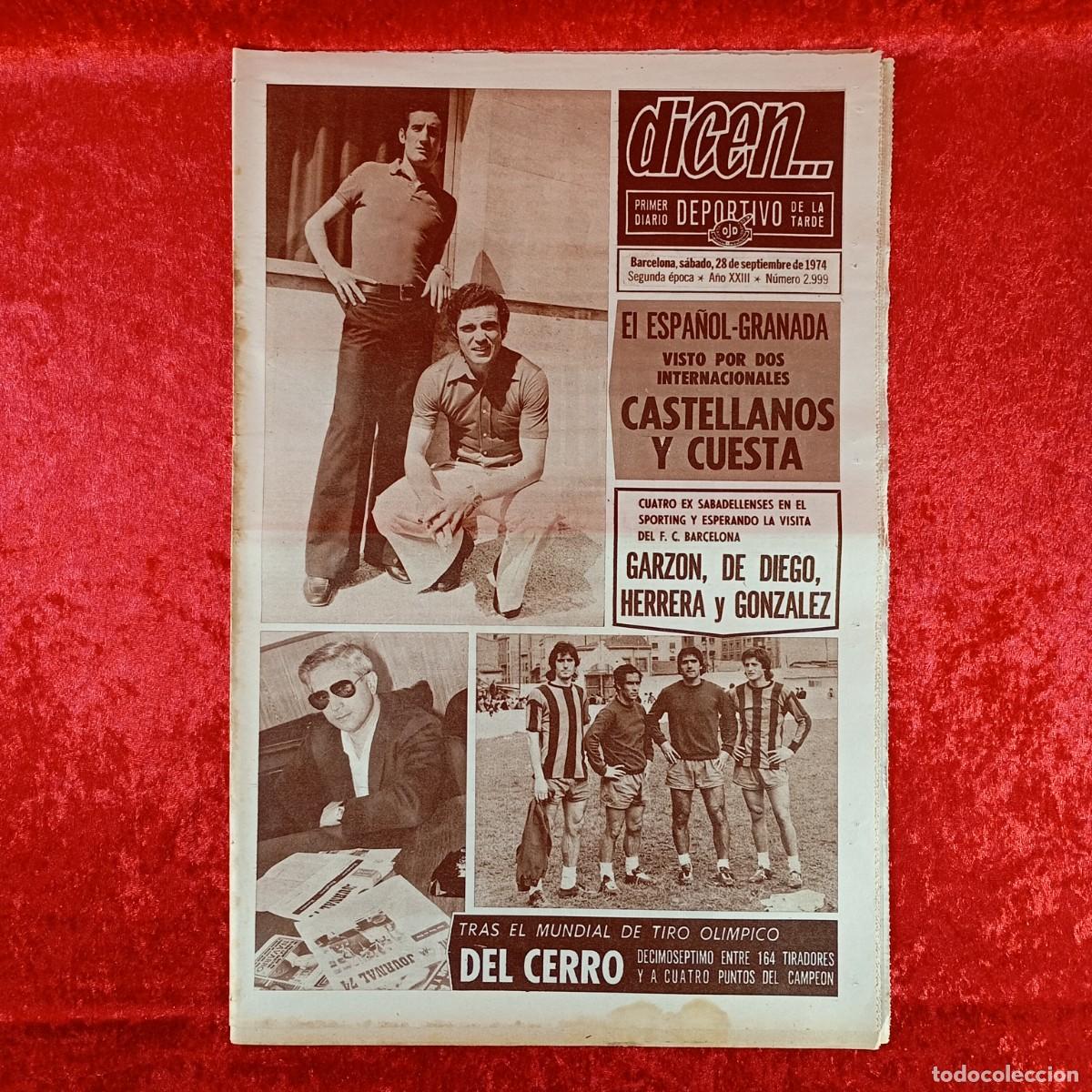Collectionnisme sportif: REVISTA DICEN - PERIODICO DEPORTIVO - N&Uacute;MERO 2.999 - 28 DE SEPTIEMBRE DE 1974 - FUTBOL / 80
