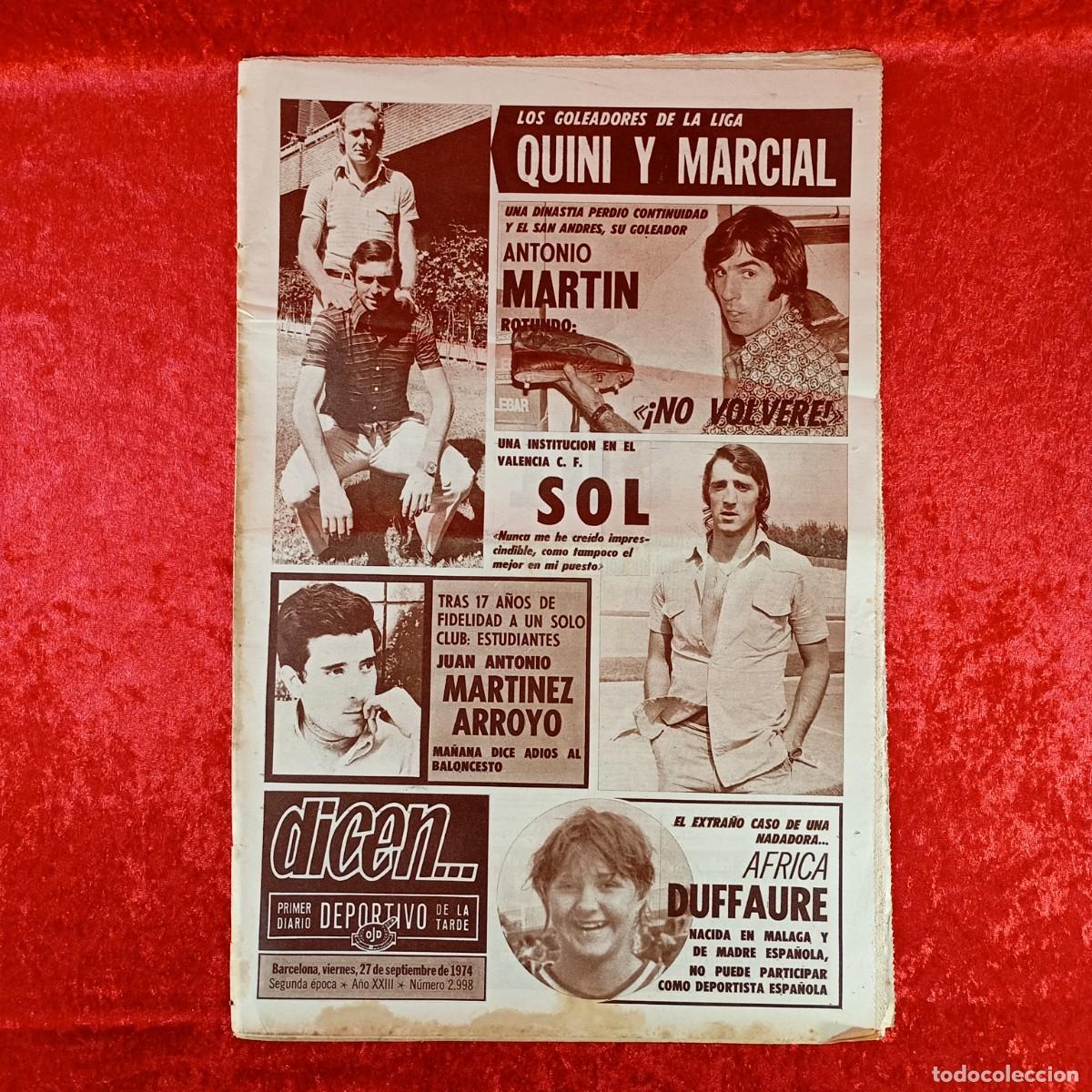 Sammelleidenschaft Sport: REVISTA DICEN - PERIODICO DEPORTIVO - N&Uacute;MERO 2.998 - 27 DE SEPTIEMBRE DE 1974 - FUTBOL / 81