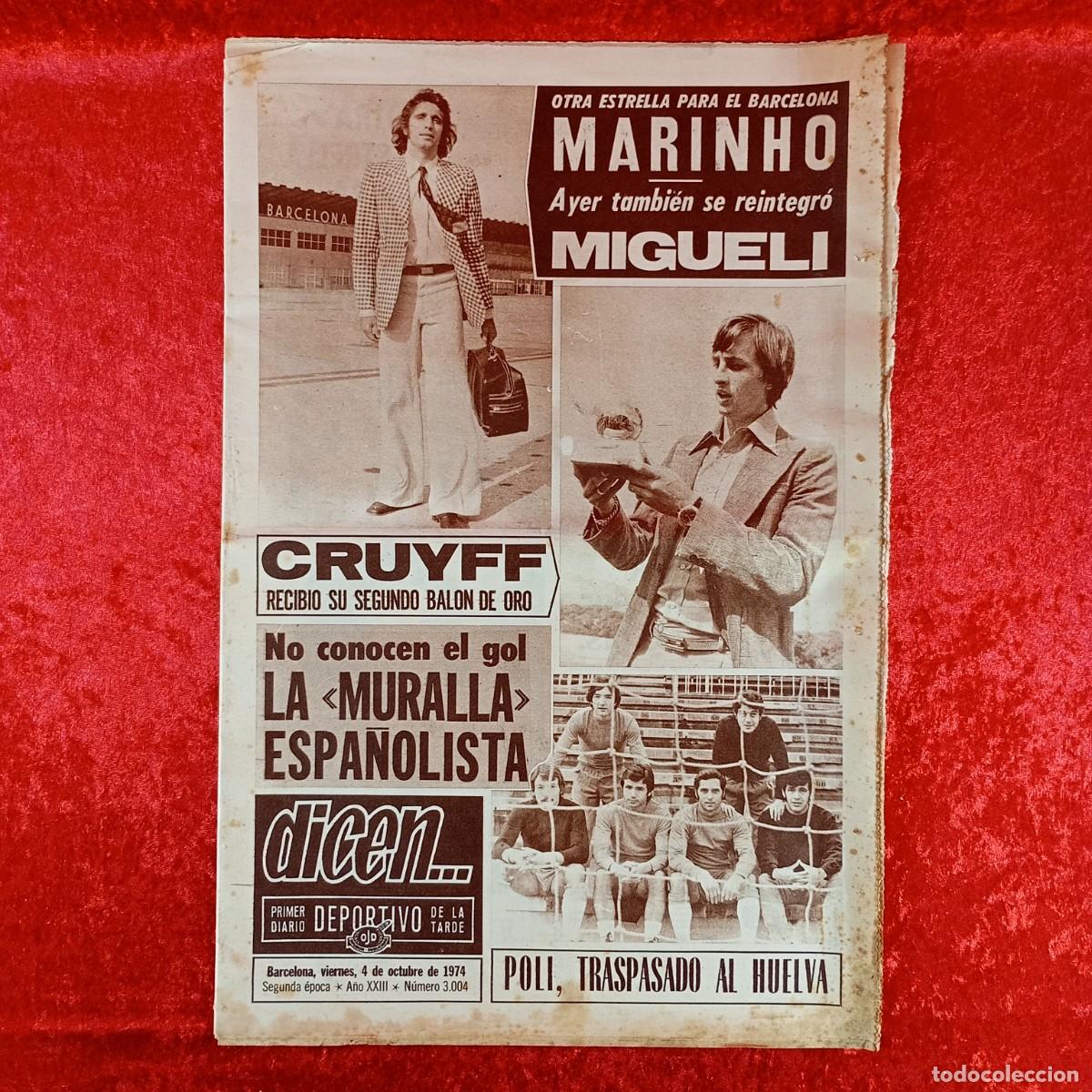 Collectionnisme sportif: REVISTA DICEN - PERIODICO DEPORTIVO - N&Uacute;MERO 3.004 - 4 DE OCTUBRE DE 1974 - FUTBOL / 87