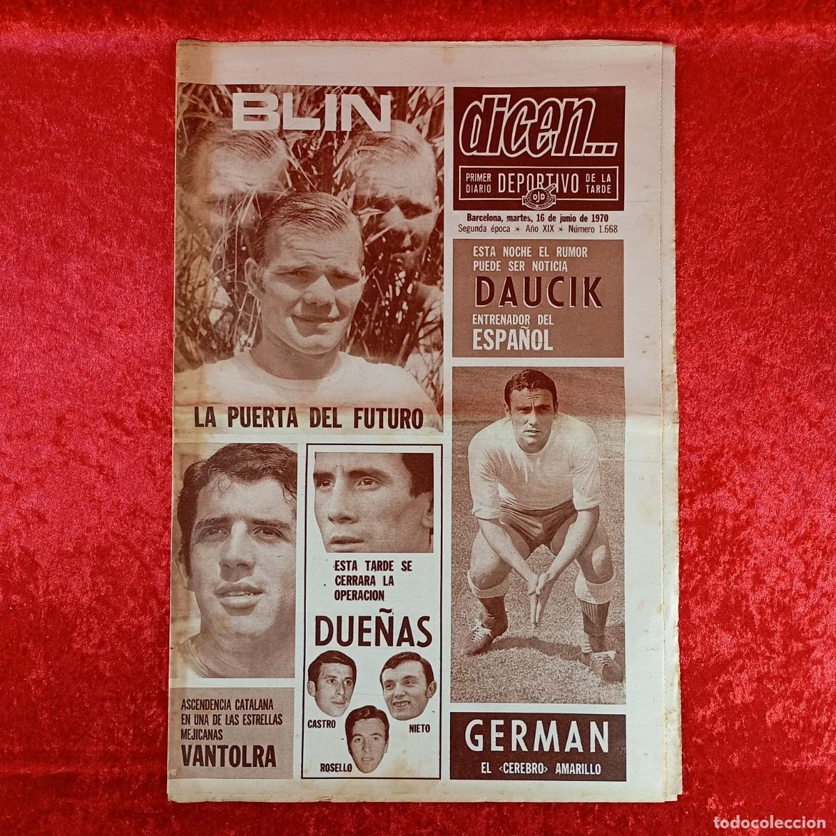 Sammelleidenschaft Sport: REVISTA DICEN - PERIODICO DEPORTIVO - N&Uacute;MERO 1.668 - 16 DE JUNIO DE 1970 - FUTBOL / 107