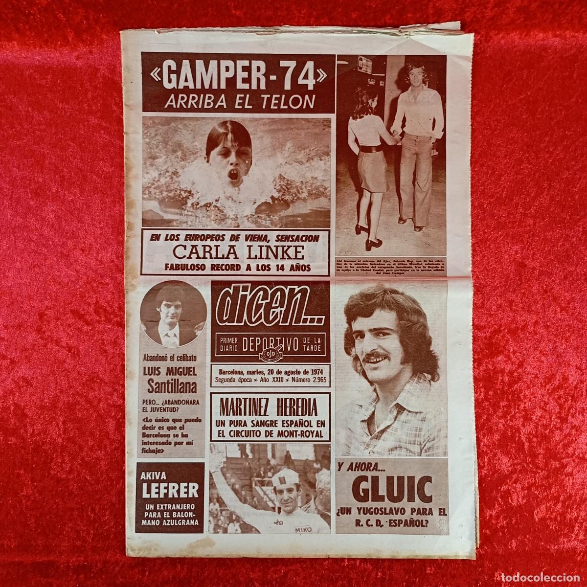 Sammelleidenschaft Sport: REVISTA DICEN - PERIODICO DEPORTIVO - N&Uacute;MERO 2.965 - 20 DE AGOSTO DE 1974 - FUTBOL / 140