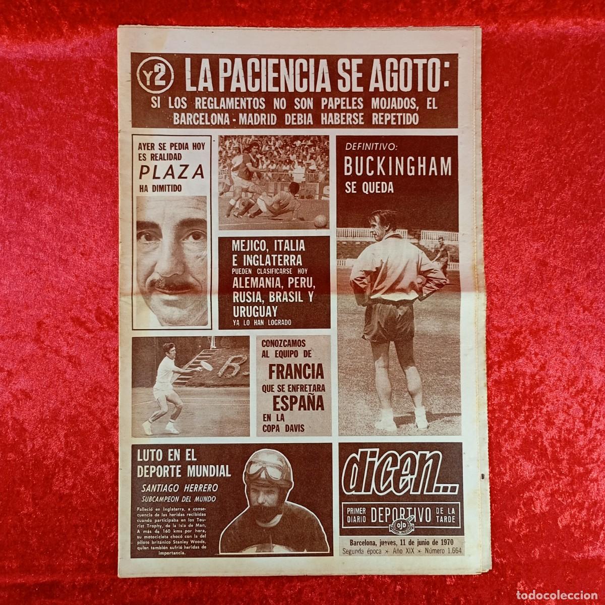 Sammelleidenschaft Sport: REVISTA DICEN - PERIODICO DEPORTIVO - N&Uacute;MERO 1.664 - 11 DE JUNIO DE 1970 - FUTBOL / 147