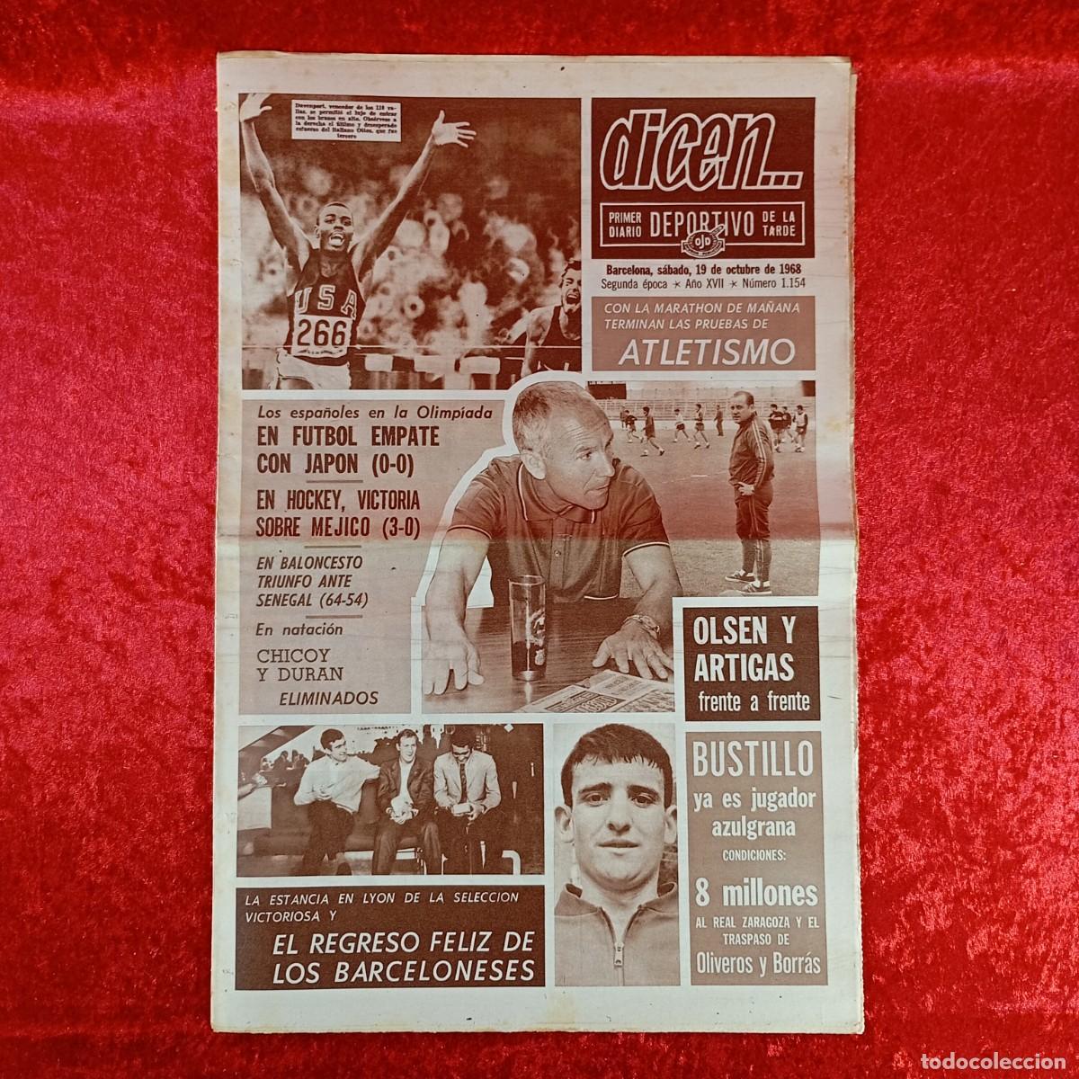 Sammelleidenschaft Sport: REVISTA DICEN - PERIODICO DEPORTIVO - N&Uacute;MERO 1.154 - 19 DE OCTUBRE DE 1968 - FUTBOL / 172