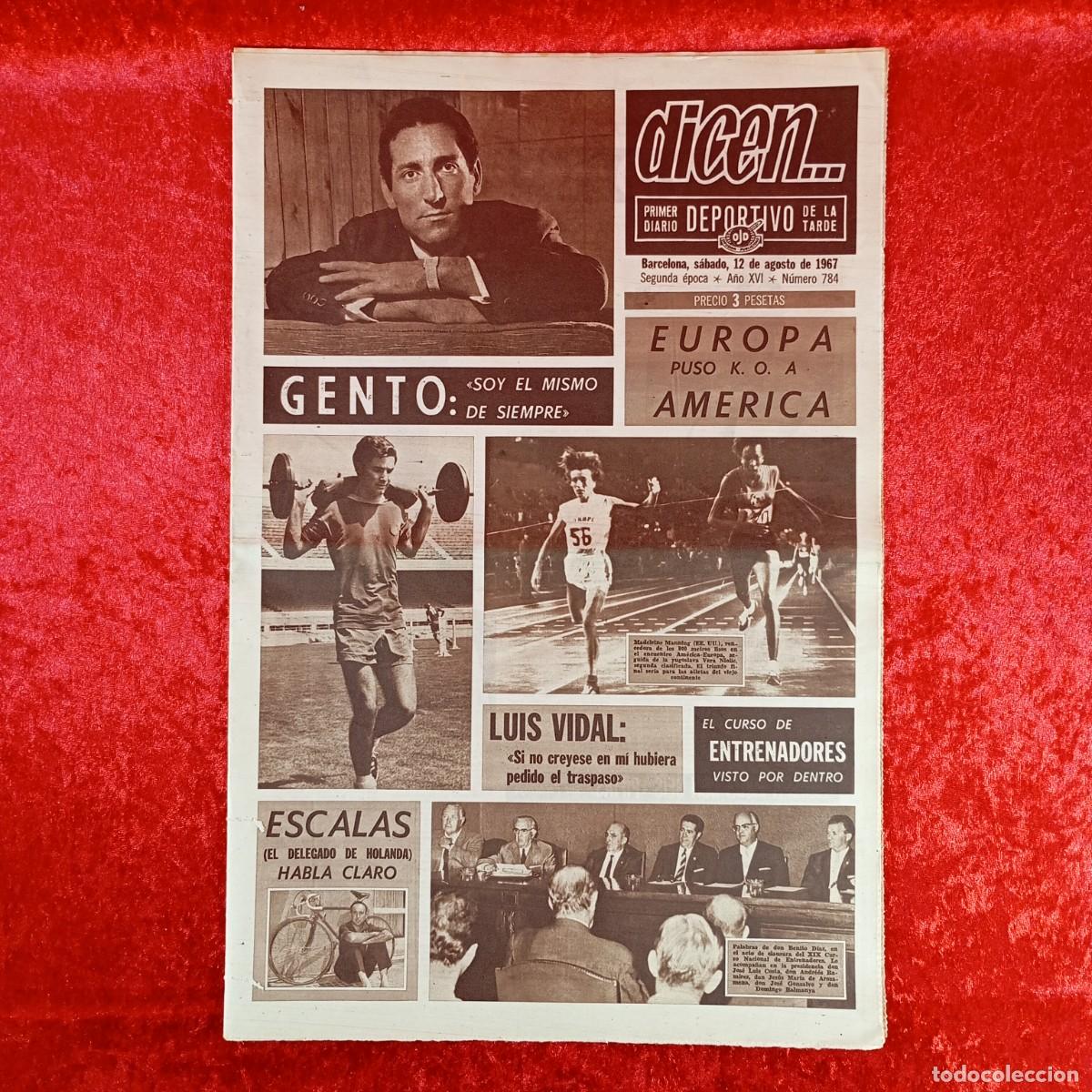 Sammelleidenschaft Sport: REVISTA DICEN - PERIODICO DEPORTIVO - N&Uacute;MERO 784 - 12 DE AGOSTO DE 1967 - FUTBOL / 178