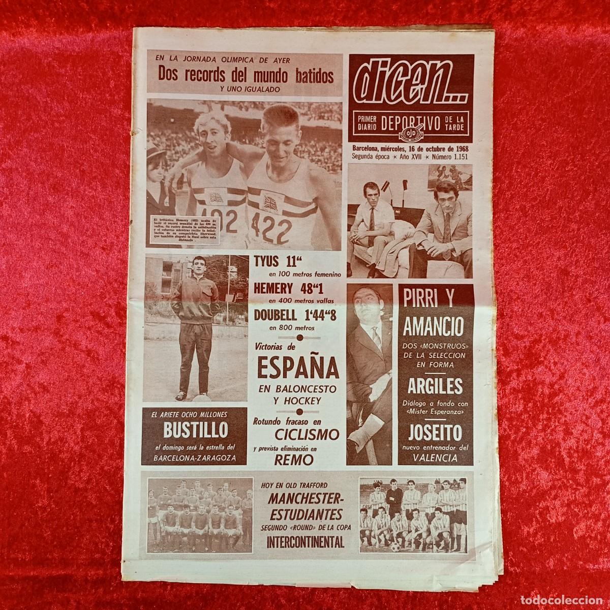 Sammelleidenschaft Sport: REVISTA DICEN - PERIODICO DEPORTIVO - N&Uacute;MERO 1.151 - 16 DE OCTUBRE DE 1968 - FUTBOL / 199