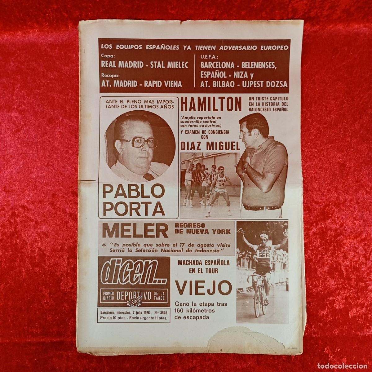 Sammelleidenschaft Sport: REVISTA DICEN - PERIODICO DEPORTIVO - N&Uacute;MERO 3.548 - 7 DE JULIO DE 1976 - FUTBOL / 220