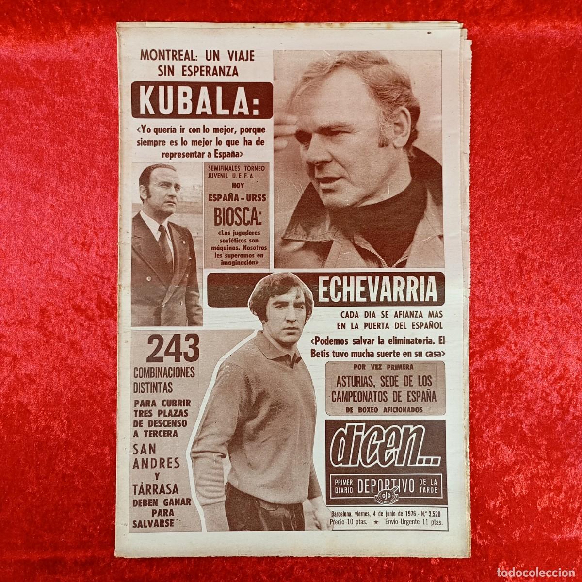 Sammelleidenschaft Sport: REVISTA DICEN - PERIODICO DEPORTIVO - N&Uacute;MERO 3.520 - 4 DE JUNIO DE 1976 - FUTBOL / 255