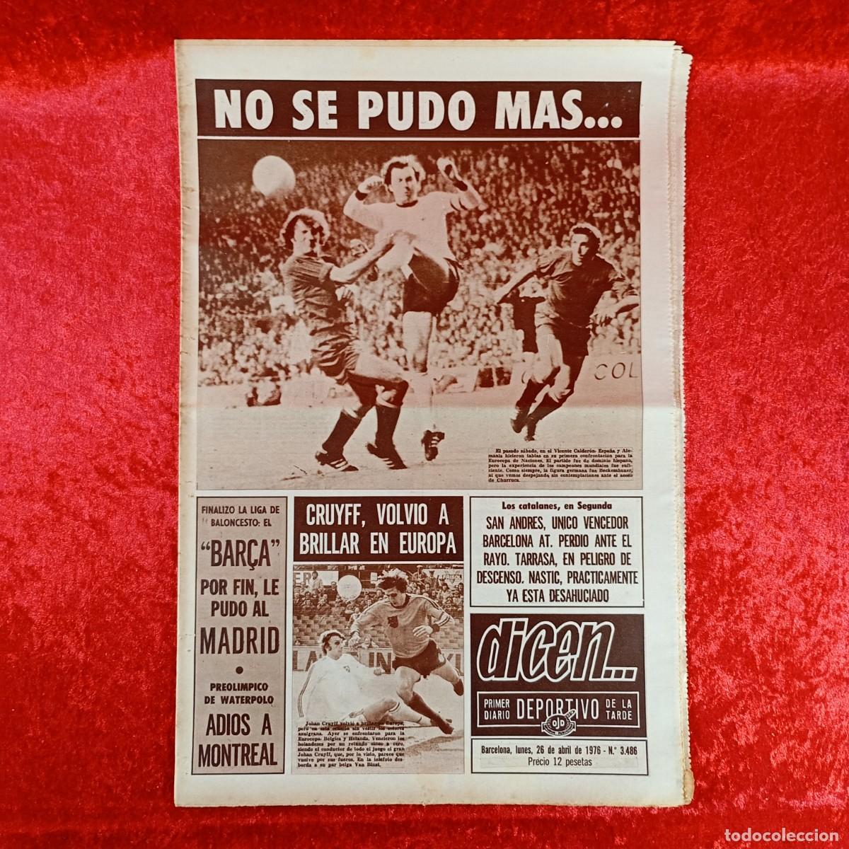 Collectionnisme sportif: REVISTA DICEN - PERIODICO DEPORTIVO - N&Uacute;MERO 3.486 - 26 DE ABRIL DE 1976 - FUTBOL / 281