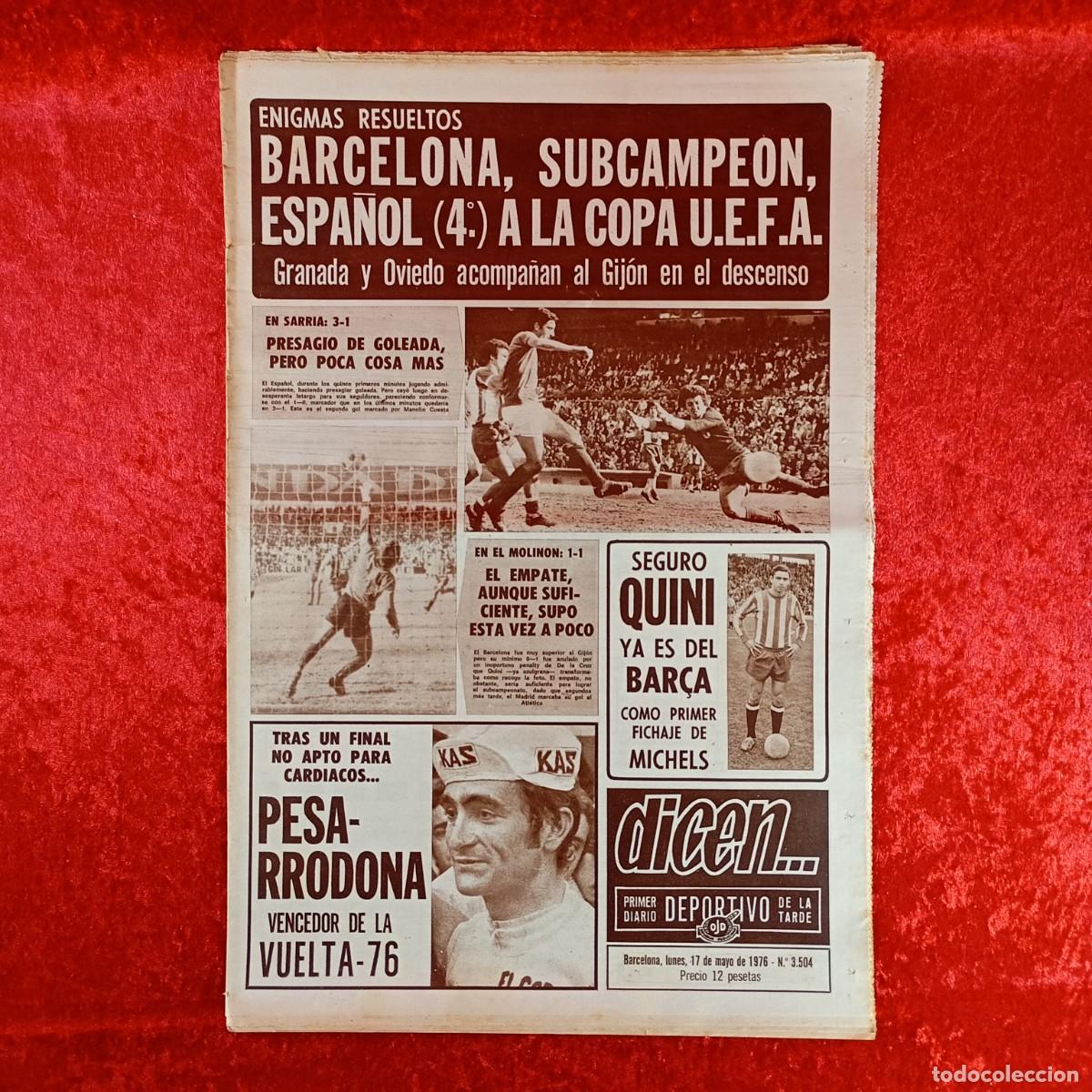 Collectionnisme sportif: REVISTA DICEN - PERIODICO DEPORTIVO - N&Uacute;MERO 3.504 - 17 DE MAYO DE 1976 - FUTBOL / 328