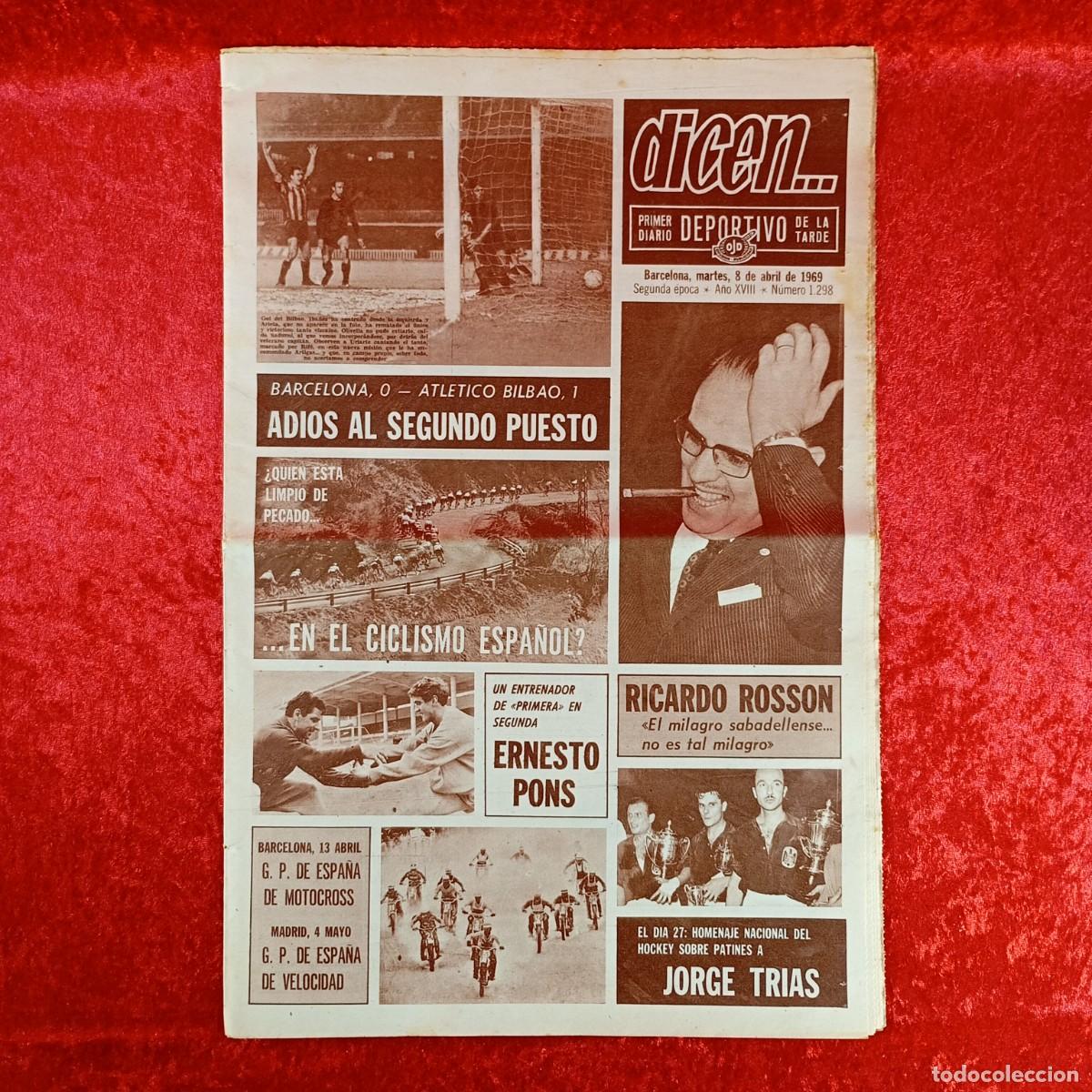 Sammelleidenschaft Sport: REVISTA DICEN - PERIODICO DEPORTIVO - N&Uacute;MERO 1.298 - 8 DE ABRIL DE 1969 - FUTBOL / 332