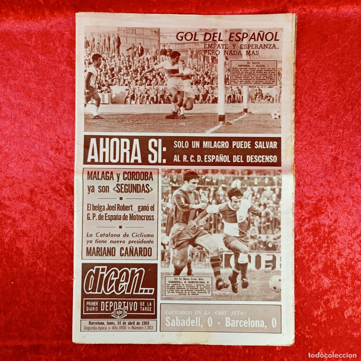 Collectionnisme sportif: REVISTA DICEN - PERIODICO DEPORTIVO - N&Uacute;MERO 1.303 - 14 DE ABRIL DE 1969 - FUTBOL / 366