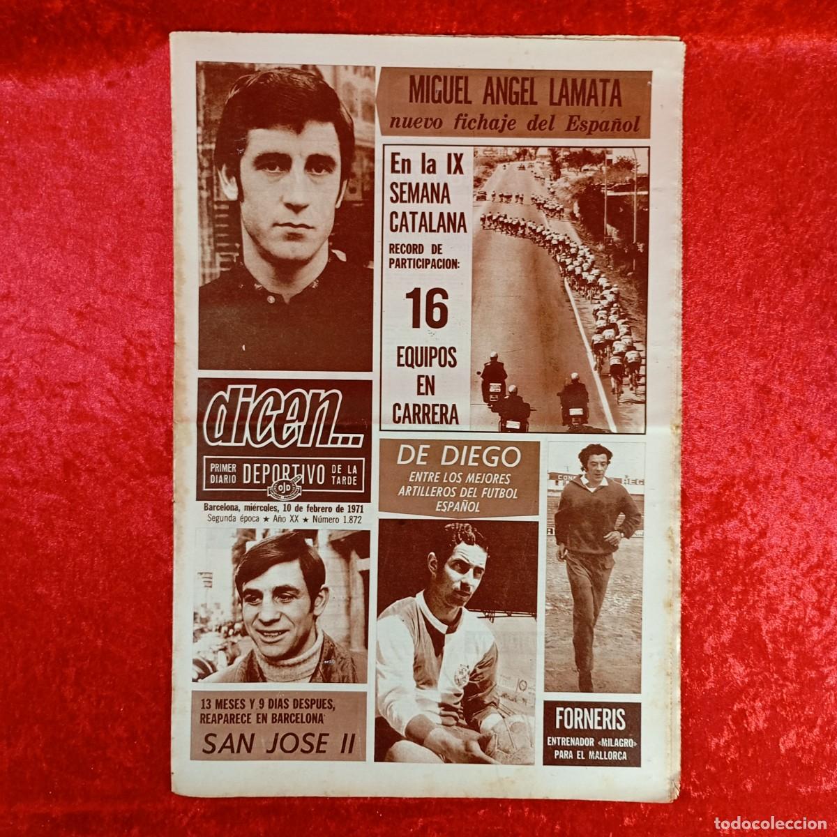 Sports collectibles: REVISTA DICEN - PERIODICO DEPORTIVO - N&Uacute;MERO 1.872 - 10 DE FEBRERO DE 1971 - FUTBOL / 390
