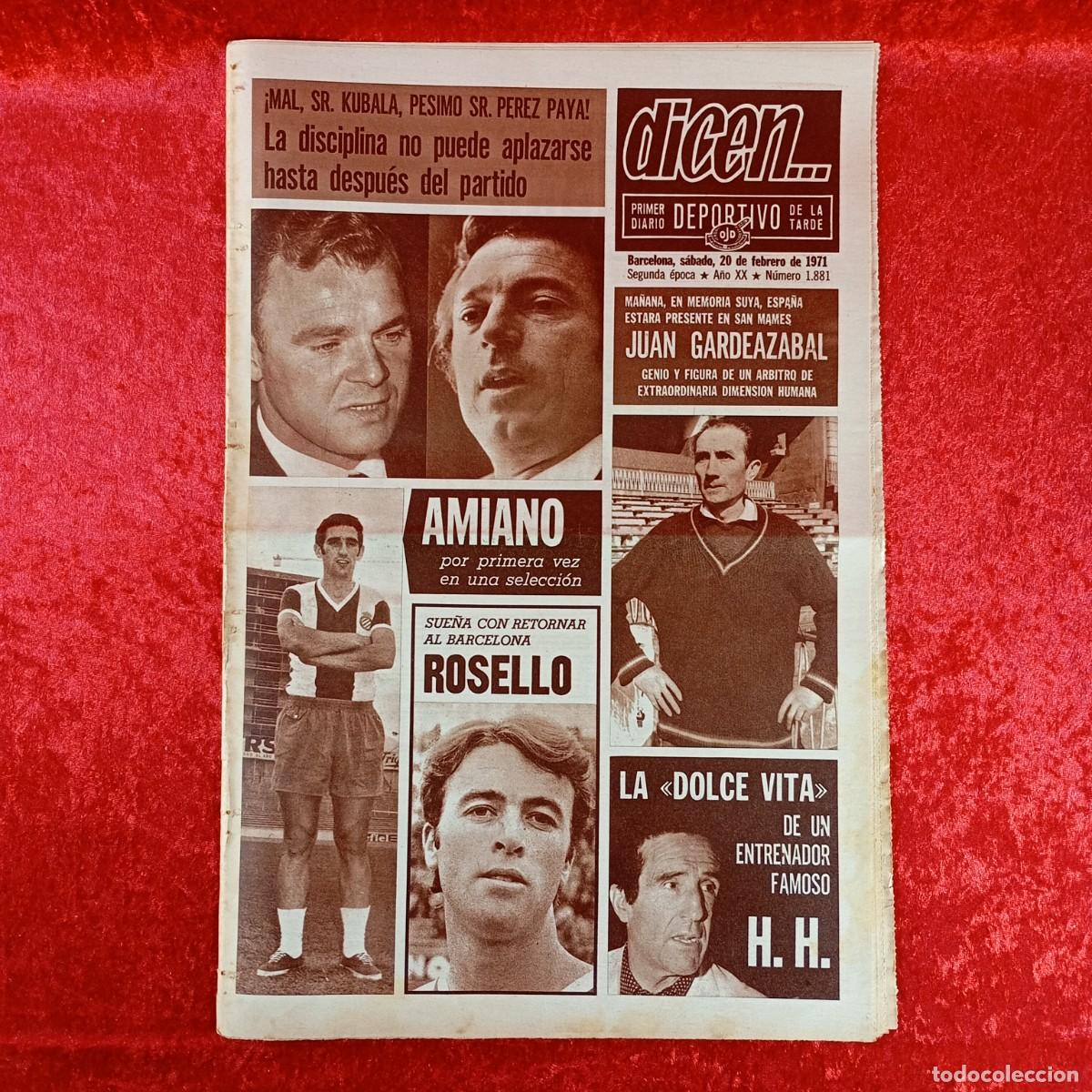 Collectionnisme sportif: REVISTA DICEN - PERIODICO DEPORTIVO - N&Uacute;MERO 1.881 - 20 DE FEBRERO DE 1971 - FUTBOL / 399
