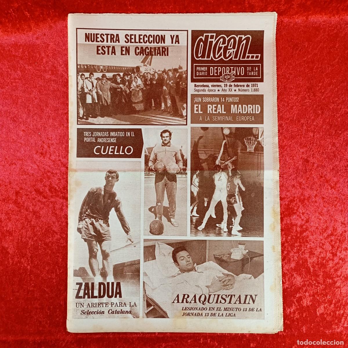 Collectionnisme sportif: REVISTA DICEN - PERIODICO DEPORTIVO - N&Uacute;MERO 1.880 - 19 DE FEBRERO DE 1971 - FUTBOL / 400