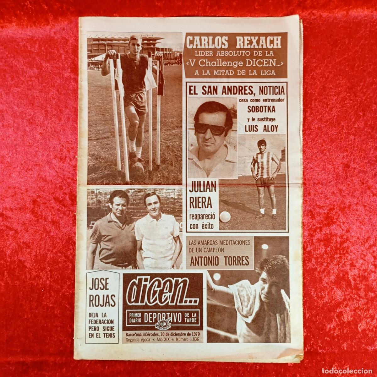 Coleccionismo deportivo: REVISTA DICEN - PERIODICO DEPORTIVO - N&Uacute;MERO 1.836 - 30 DE DICIEMBRE DE 1970 - FUTBOL / 408