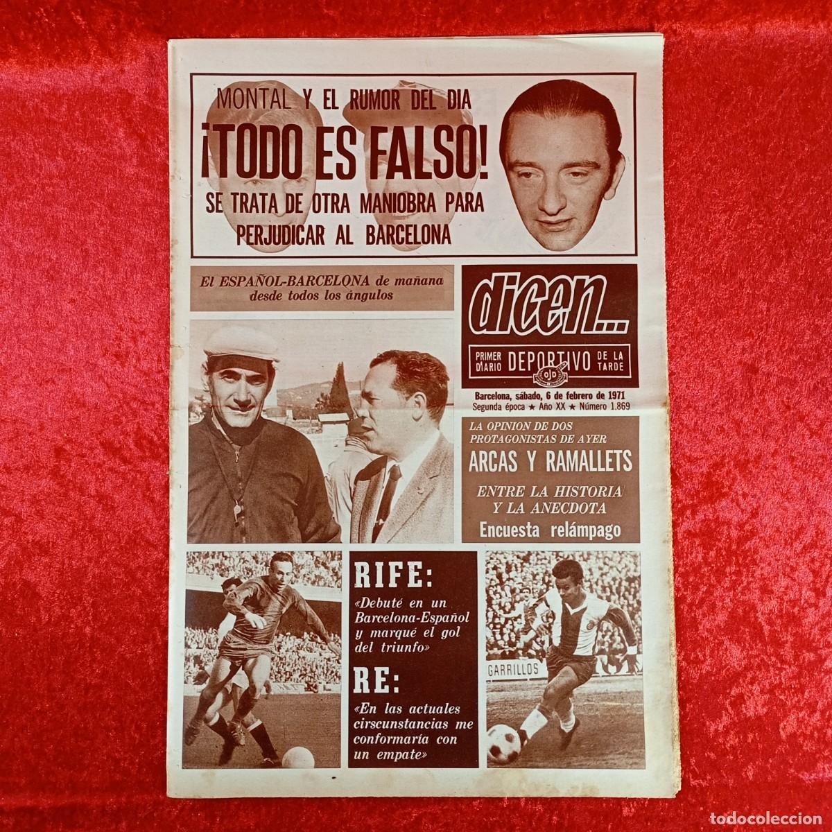 Sports collectibles: REVISTA DICEN - PERIODICO DEPORTIVO - N&Uacute;MERO 1.869 - 6 DE FEBRERO DE 1971 - FUTBOL / 411