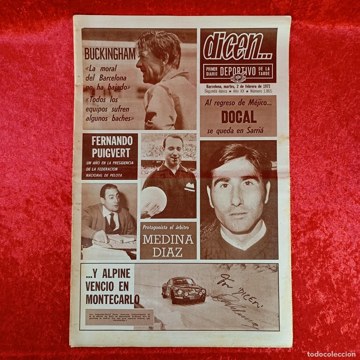 Sammelleidenschaft Sport: REVISTA DICEN - PERIODICO DEPORTIVO - N&Uacute;MERO 1.865 - 2 DE FEBRERO DE 1971 - FUTBOL / 415
