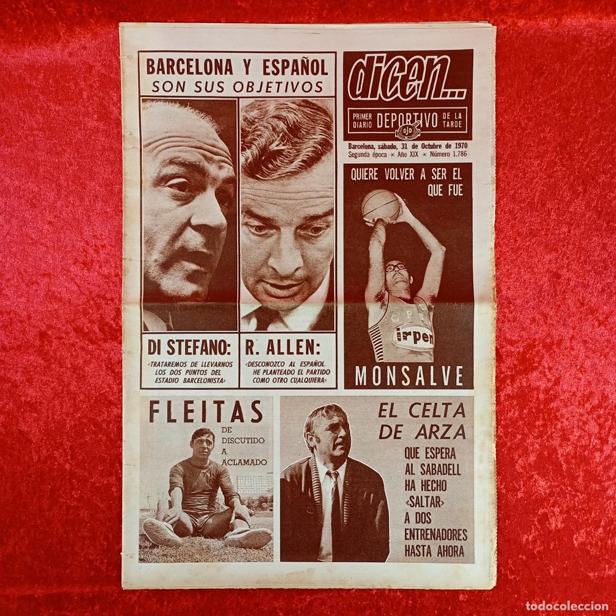 Sammelleidenschaft Sport: REVISTA DICEN - PERIODICO DEPORTIVO - N&Uacute;MERO 1.786 - 31 DE OCTUBRE DE 1970 - FUTBOL / 421
