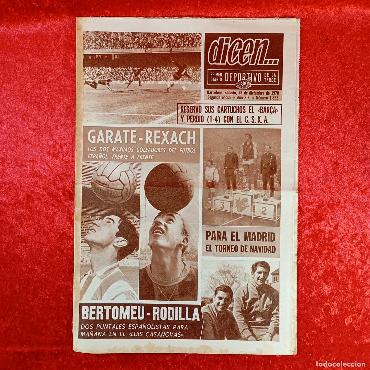 Sports collectibles: REVISTA DICEN - PERIODICO DEPORTIVO - N&Uacute;MERO 1.833 - 26 DE DICIEMBRE DE 1970 - FUTBOL / 424