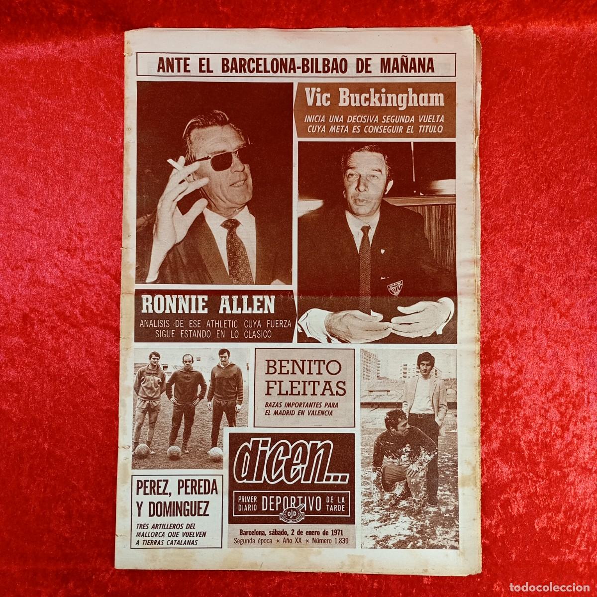 Sports collectibles: REVISTA DICEN - PERIODICO DEPORTIVO - N&Uacute;MERO 1.839 - 2 DE ENERO DE 1971 - FUTBOL / 437