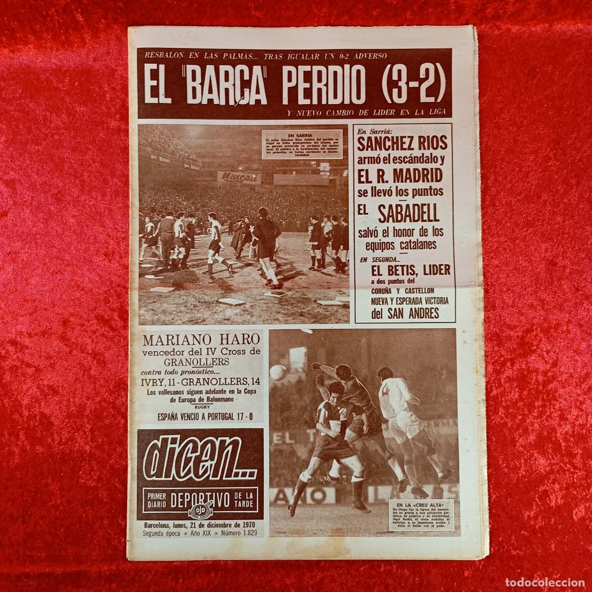 Coleccionismo deportivo: REVISTA DICEN - PERIODICO DEPORTIVO - N&Uacute;MERO 1.829 - 21 DE DICIEMBRE DE 1970 - FUTBOL / 451