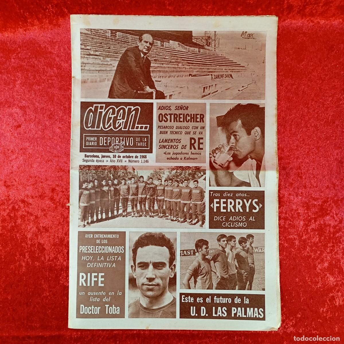 Sports collectibles: REVISTA DICEN - PERIODICO DEPORTIVO - N&Uacute;MERO 1.146 - 10 DE OCTUBRE DE 1968 - FUTBOL / 456