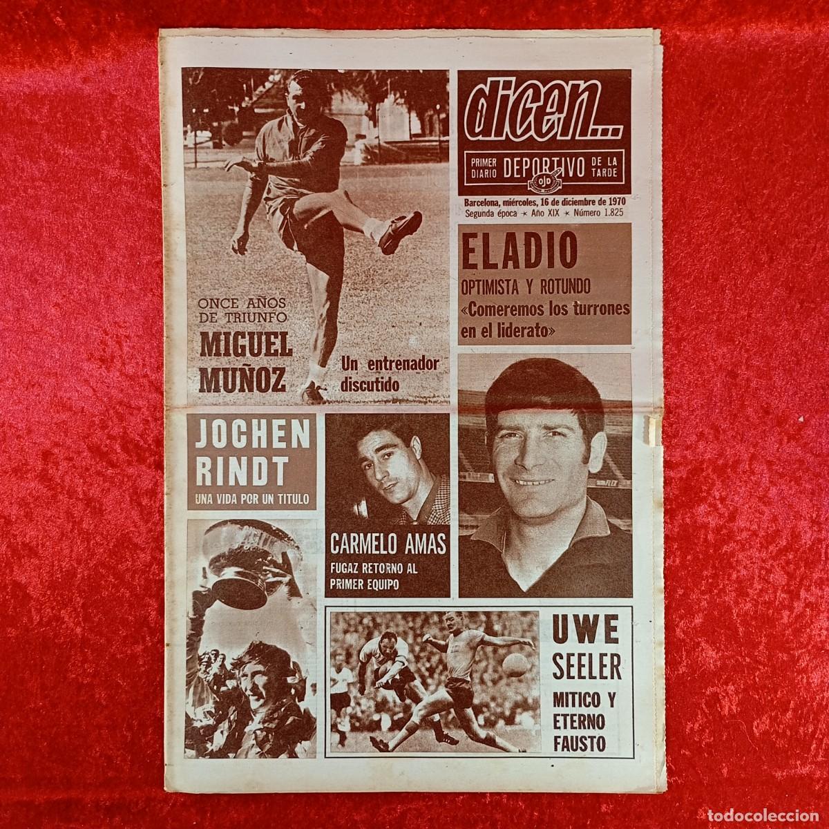 Sammelleidenschaft Sport: REVISTA DICEN - PERIODICO DEPORTIVO - N&Uacute;MERO 1.825 - 16 DE DICIEMBRE DE 1970 - FUTBOL / 465