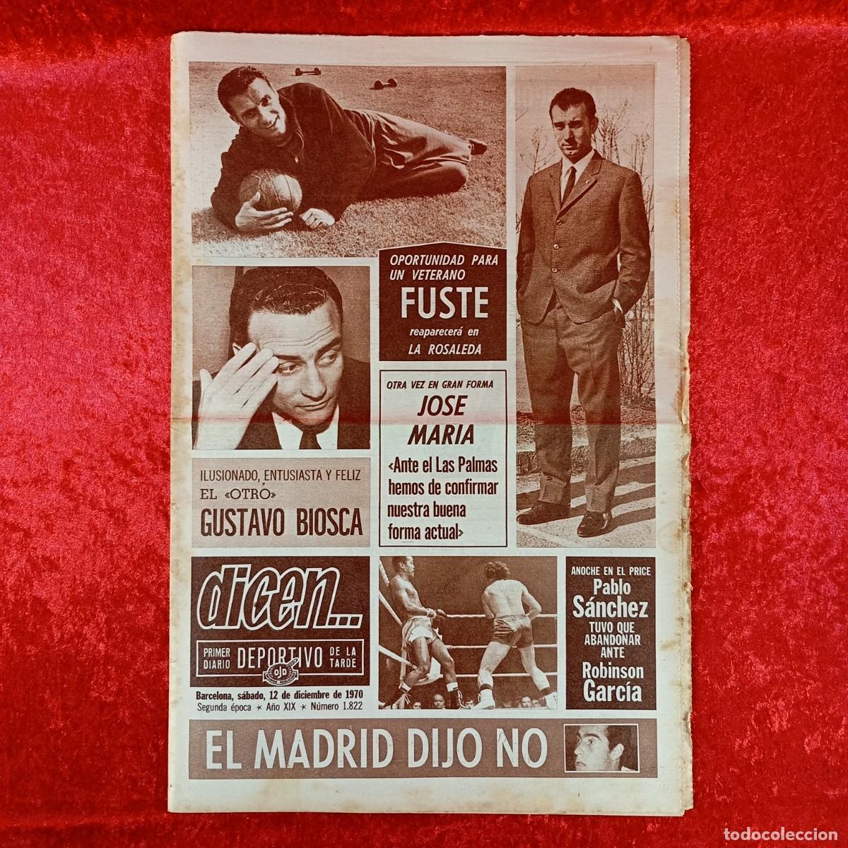 Sports collectibles: REVISTA DICEN - PERIODICO DEPORTIVO - N&Uacute;MERO 1.822 - 12 DE DICIEMBRE DE 1970 - FUTBOL / 468