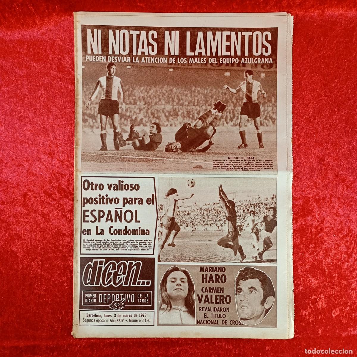 Sammelleidenschaft Sport: REVISTA DICEN - PERIODICO DEPORTIVO - N&Uacute;MERO 3.130 - 3 DE MARZO DE 1975 - FUTBOL / 483