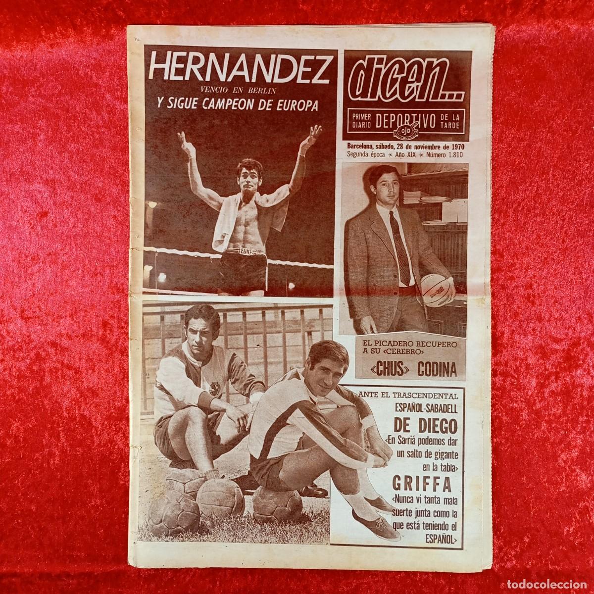 Sports collectibles: REVISTA DICEN - PERIODICO DEPORTIVO - N&Uacute;MERO 1.810 - 28 DE NOVIEMBRE DE 1970 - FUTBOL / 486
