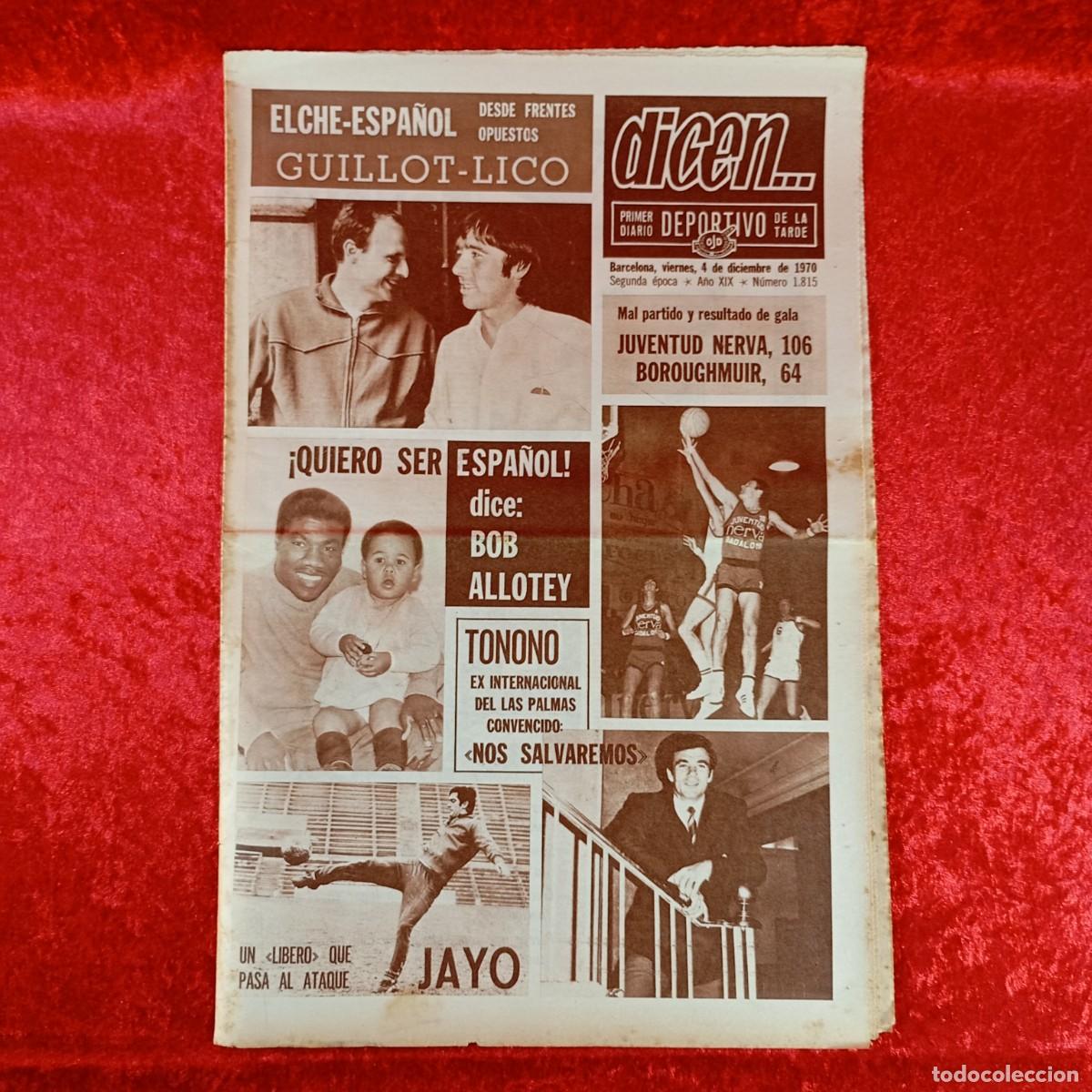 Sports collectibles: REVISTA DICEN - PERIODICO DEPORTIVO - N&Uacute;MERO 1.815 - 4 DE DICIEMBRE DE 1970 - FUTBOL / 492