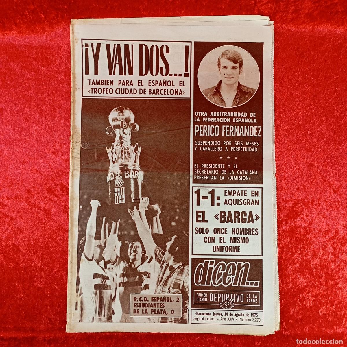 Sports collectibles: REVISTA DICEN - PERIODICO DEPORTIVO - N&Uacute;MERO 3.270 - 14 DE AGOSTO DE 1975 - FUTBOL / 493