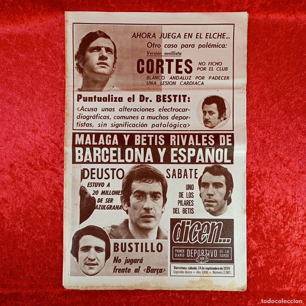 Sports collectibles: REVISTA DICEN - PERIODICO DEPORTIVO - N&Uacute;MERO 2.987 - 14 DE SEPTIEMBRE DE 1974 - FUTBOL / 498